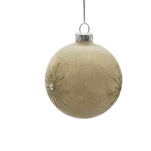 क्रिसमस पेड़ सजावट मखमल आते क्रिसमस गेंद 10CM 100MM ओलिव ग्रीन ग्लास स्पाइडर पैटर्न के साथ छोटी बात गहने