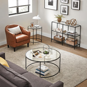 <span class=keywords><strong>VASAGLE</strong></span> Table <span class=keywords><strong>console</strong></span> moderne Table basse structure en acier 3 étagères étagère en verre trempé Table de couloir - Product Image 3