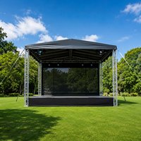 Plateforme de scène en alliage d'aluminium antidérapante noire 4x4 pieds, design double couche élégant pour concert DJ, capacité de charge de 750 kg, utilisation en extérieur
