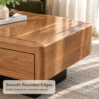 Table basse carrée moderne en bois massif avec plateau en chevron, base en bois massif, table basse pour salon, maison
