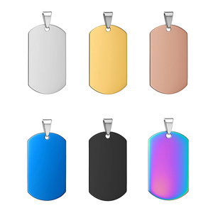Liontin Kalung Pria Wanita DIY, Charm Baja Anti Karat Poles Cermin, Tag Nama ID Alamat Kosong, Grosir Dog Tag untuk Diukir - Product Image 1