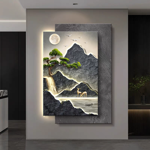 Moda moderna plegable impresa arenisca 3D montaña diseño ecológico acuarela fresca verde planta pared arte decoración pintura - Product Image 3