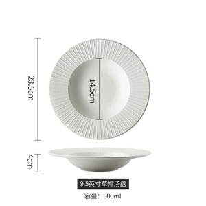 Plato Hondo de Cerámica Ecológica con Acabado Brillante en Relieve, Blanco, Texturizado, para Sopa, Tacos Mexicanos, <span class=keywords><strong>Restaurante</strong></span> Árabe - Product Image 4