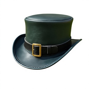 Leather Top <b>Hat</b> with Gold Buckle <b>Band</b> Male Formal Casual Outdoor Adjustable 56-58CM Adult Winter Style - Product Image 1
