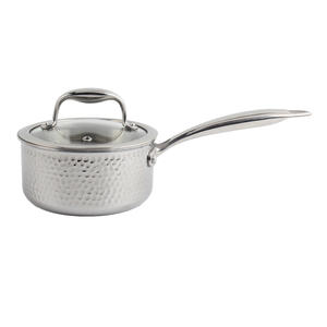 Stainless Steel Hammered Cookware Set, Tri-Ply Stainless Steel 1qt. <b>Saucepan</b> <b>with</b> <b>Lid</b> - Product Image 6