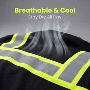 Durable avec bandes réfléchissantes renforcées T-<span class=keywords><strong>shirt</strong></span> de sécurité à manches courtes <span class=keywords><strong>haute</strong></span> <span class=keywords><strong>visibilité</strong></span> pour les chantiers routiers et industriels - Product Image 3