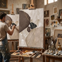 Peinture à l'huile Art Déco blanche 100% faite à la main, sur toile de coton 450 GSM, format personnalisé, en rouleau, pour la maison, Chine, vente en gros et dropshipping