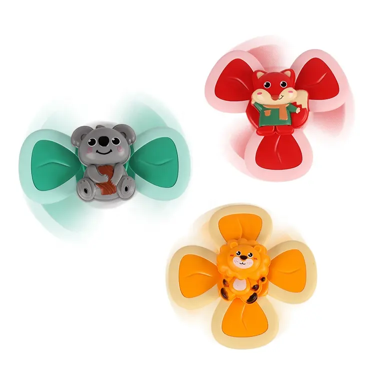 Children Suction cup Fidget Spinner Baby Bath Play Water Toy Animals Flying Fidget Spinning Top Toy for toddler 0 1+