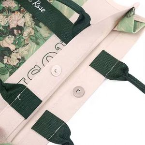 Sac fourre-tout en toile imprimée motif peinture à l'huile, grande capacité, tendance, sac à main pour femme avec logo imprimé - Product Image 3