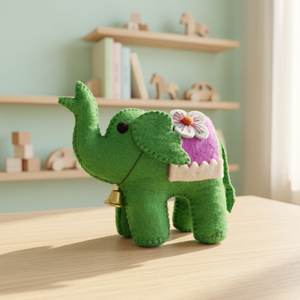 Jouet en laine super doux fait main en forme d'éléphant, brodé du Népal, en coton PP, animal en peluche personnalisable de taille moyenne, cadeau d'anniversaire - Product Image 2
