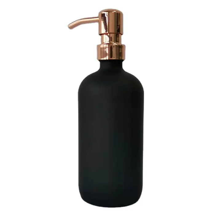 Kunden spezifisches Logo braun schwarz Hand wasch flasche Glas Schaums eifen spender mit Edelstahls chaum pumpe