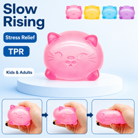 Jouet anti-stress chat mignon, balle à presser en maltose, jouet sensoriel élastique à remontée lente en TPR pour enfants et adultes, pack cadeau