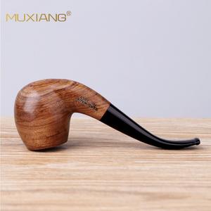 Muxiang Wooden Smoking Pipe Bent Type 9mm Filter Handmade Tobacco Pipe Solid Wood For Men Gift - Product Image 3