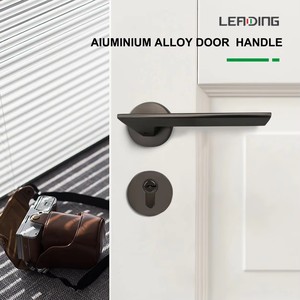 Poignée de porte fendue en aluminium gris et noir de luxe moderne avec trou pour cylindre de serrure pour accessoires de quincaillerie de porte en bois - Vente en gros - Product Image 6