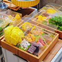 Boîte à dessert carrée à neuf compartiments, conteneur à emporter à neuf grilles pour les sorties printanières, les pique-niques, le hot pot ; entièrement transparente et jetable