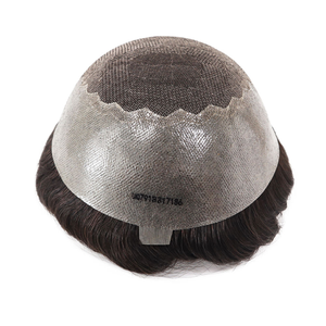 Prothèse capillaire pour hommes en cheveux indiens Remy, densité 130%, avec dentelle transparente, système capillaire court noir naturel pour hommes DQ 6X8 1B - Product Image 3