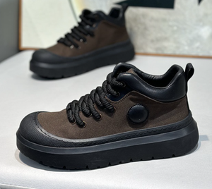 Zapatos de hombre estilo workwear, antideslizantes, con suela gruesa de goma, transpirables, resistentes al desgaste, con cordones, para el día a día, actividades al aire libre, informales - Product Image 2