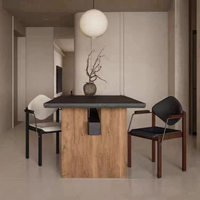 Table à manger moderne en bois massif de style mid-century, bureau rectangulaire multifonctionnel nordique pour appartement et hôtel