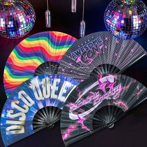 Ventilador de bambú chino grande personalizado, modelo de patrón tallado para promoción de Club o publicidad, ventilador pintado - Product Image 2