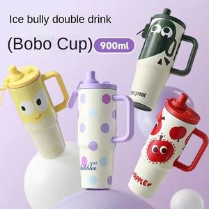 Nuevo Vaso Térmico de Doble Pared con Diseño de Dibujos Animados, Gran Capacidad, Ligero, Portátil para Exteriores, Aislado al Vacío, con Tapa y Pajita - Product Image 2