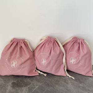Sac à Cordon en Toile de Coton et Lin Personnalisé pour Cadeau, Sac à Maquillage Anti-Poussière Rose, Sac en Coton à Cordon pour Chaussures et Voyage - Product Image 5