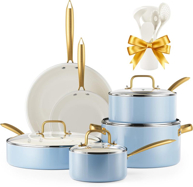 Ceramic Cookware Set with Cooking Utensils