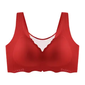 Women's Plus Size XL Full Cup Seamless Sports Bra Anti-Sagging Breast Support with Steel Ring Thin Material for Big Chest