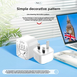 Adaptateur de <span class=keywords><strong>voyage</strong></span> de style britannique version Hong Kong avec charge rapide 20W pour le Royaume-Uni, la Malaisie, Singapour, <span class=keywords><strong>les</strong></span> Maldives et l'Europe (Pack de 3/5) - Product Image 1