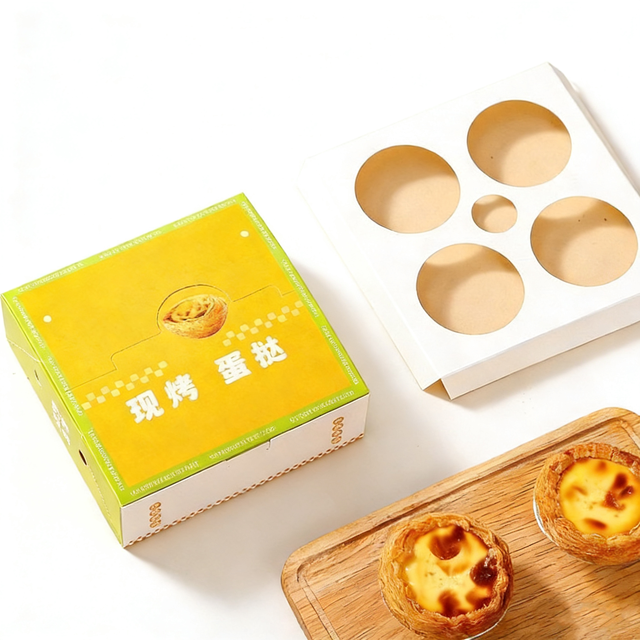 Wholesale Eco-Friendly Recycled Materials Greaseproof Paper Food Packaging Boxes for Egg Tart Cake Customized Design