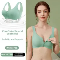 Soutien-gorge d'allaitement à ouverture frontale, soutien-gorge push-up sans armatures rembourré en latex pour la grossesse, le post-partum et l'allaitement