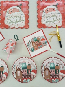 DAMAI - Platos de Papel Cuadrados Desechables para Postres, Diseño Nuevo, para Fiestas Navideñas, con Juego de Vajilla de Santa Claus - Product Image 6