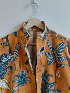 Veste en velours imprimé moutarde, manteau en velours bohème matelassé, robe de demoiselle d'honneur, veste en velours faite à la main, manteau en velours matelassé, veste hippie - Product Image 2