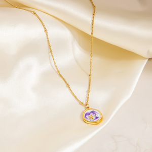 Collar de Acero Inoxidable con Colgante de Estrella Ovalada en Color Oro de 18K, Joyería de Moda para Mujer, Regalo - Product Image 1