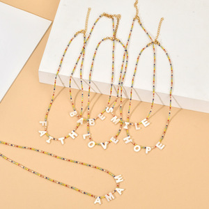 Collier Bohème Fait Main Perlé pour Femme, Lettres Personnalisées, Perles Miyuki, Coquillages Naturels, Lettres Amour Espoir – Vente Flash - Product Image 1