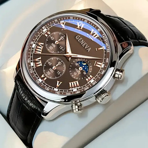 Montre à quartz pour homme Chaoqiao, chronographe analogique, phase de lune, bracelet en cuir, boucle en acier inoxydable de 8 mm, PD716 - Product Image 4