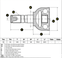 Joint homocinétique pour arbre de transmission de voiture, pièce de rechange automobile en gros 43405-60120 pour Toyota