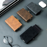 Dompet Pintar Kulit RFID pria, tombol tekan samping 2023, dompet pintar ramping minimalis aluminium bisnis, pemegang kartu Popup Cartera Tarjetero