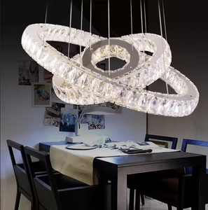 Candelabro en forma de anillo Perfil de la sala de estar LED techo círculo cristal colgante Luz - Product Image 1