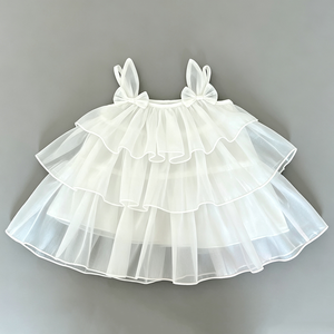 Vestido de Gasa con Capas <span class=keywords><strong>para</strong></span> Bebé Niña, Ideal <span class=keywords><strong>para</strong></span> Bautizo, Primera Comunión, Primer Cumpleaños, Color Sólido, Verano, 0-3 Años - Product Image 6