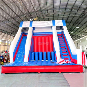 Toboggan aquatique gonflable géant de 5 à 9 m de haut, double toboggan <span class=keywords><strong>avec</strong></span> piscine à jets, PVC de 0,9 mm pour les fêtes d'enfants en plein air, parc aquatique - Product Image 1
