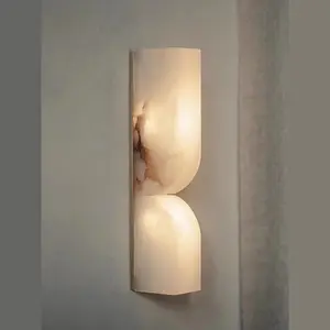 Hotel Villa Spanish Natural Alabaster Brass Wall Lamp Nordic Modern Living Room Bedroom Decoration Bedside Alabaster Wall Lamp