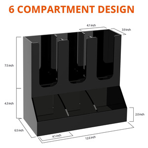 Distributeur de tasses de comptoir <span class=keywords><strong>Station</strong></span> de café noire Organisateur de condiments 6 compartiments - Product Image 3