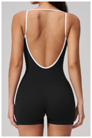 Combinaison de sport respirante pour femme, style color block, dos évidé, idéale pour le yoga et l'entraînement en extérieur – Nouvelle collection très prisée
