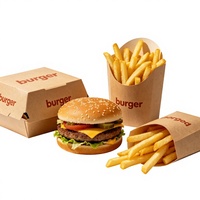 Boîte à hamburger et frites pliable en papier kraft biodégradable de qualité alimentaire, avec logo personnalisé, vente en gros