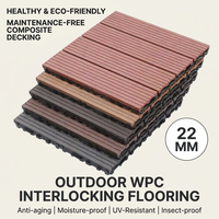 Dalles de terrasse carrées modernes à emboîtement DIY, sans adhésif, en composite bois-plastique hautement recyclé, écologiques, imperméables et ignifuges