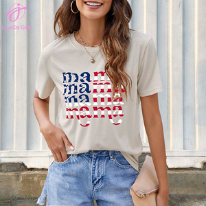 Loveda Venta al por mayor Verano Mujer Día DE LA MADRE <span class=keywords><strong>MAMA</strong></span> Carta Imprimir Poliéster Cuello redondo <span class=keywords><strong>Camiseta</strong></span> - Product Image 4