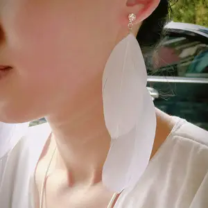 Handmade Black feather earrings for Women Girls Natural Goose native super Light Antique earrings