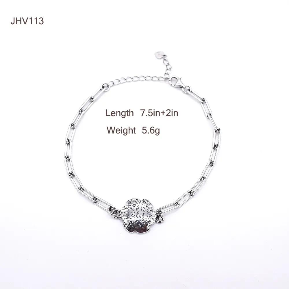 JHV113 schwarzer Silbers chmuck 925 Damen Rosen armband