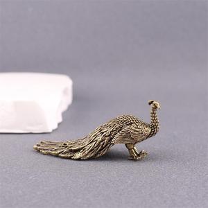 Solid Brass Long Tailed <strong>Peacock</strong> Ornament Desktop Handle <strong>Peacock</strong> Carved <strong>Bronze</strong> Ware Micro Landscape Creation - Product Image 3