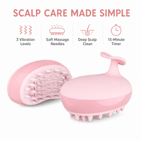Peigne Masseur Vibrant Rechargeable Rose pour Cuir Chevelu avec Aiguilles Douces à 3 Niveaux, Chargement Magnétique, Batterie 800 mAh, Fonction Minuterie